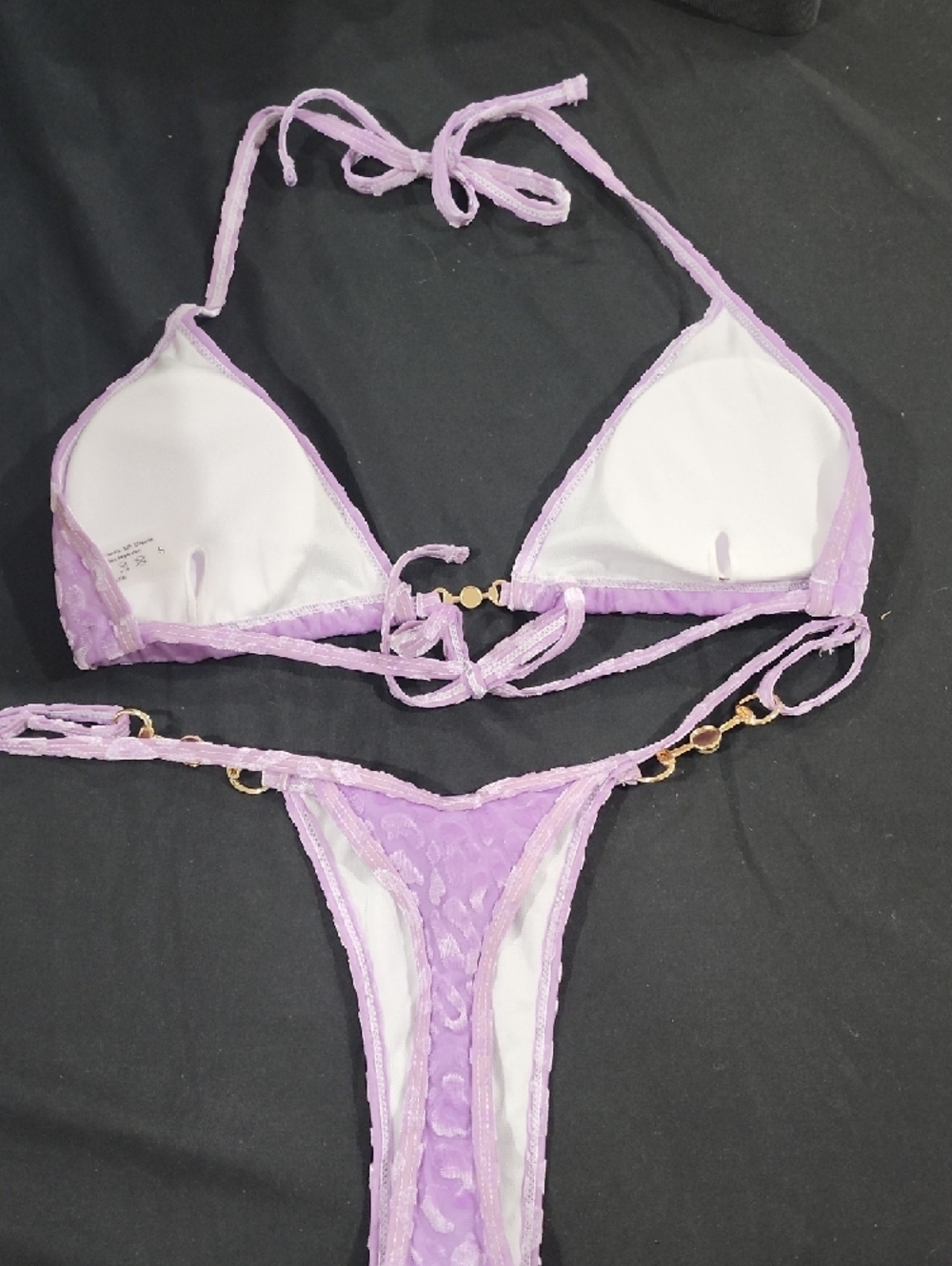 Lilac Animal-Print Triangle Bikini Set - Women's Swim - Picture 4 of 7